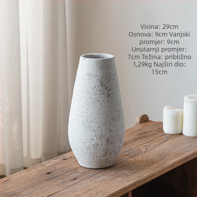 Vaza vintage kineskog stila, ručno izrađena od gline, gruba keramika, retro stil, površina od kamenine, brend Fan Zhu