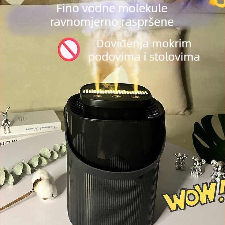 Inteligentni kućni ovlaživač zraka, s 3 mlaznicama magle, spremnik 2.6–4.0 L, pokrivenost 10–20 m², USB i napajanje iz automobila, buka 36–45 dB