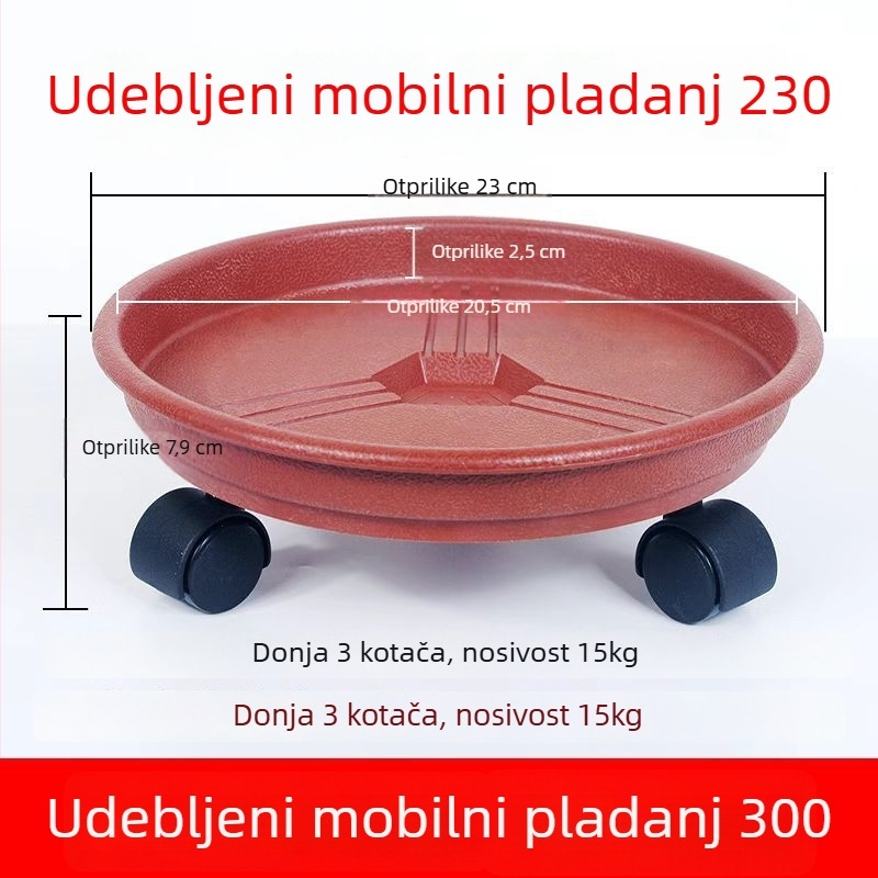 Posuda za biljke s kotačićima – pomična baza, izrađena od smole, čvrsta i izdržljiva, za stolnu ili podnu upotrebu