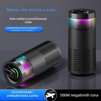 Prijenosni pročistač zraka za automobil, dom i ured s negativnim ionima – USB napajanje, protok zraka 50 m3/h, pokrivenost do 10 m², buka 36–45 dB