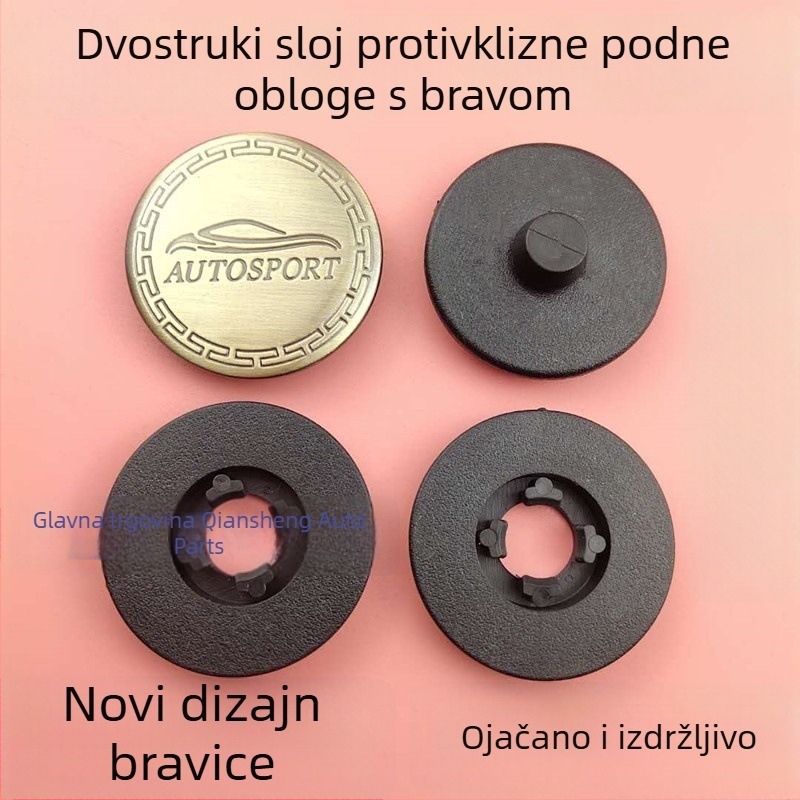Automobilska podna prostirka s fiksnim i odvojivim kopčama, dvostruki sloj, kožna obruba, metalni kopči