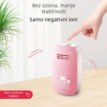 Stolni generator negativnih iona kisika – Kućni pročišćivač zraka, mini stolni model, 3 m³/h, buka ispod 36 dB, pokrivenost 10 m², Kompozitni filtr, Energetska učinkovitost Klasa I