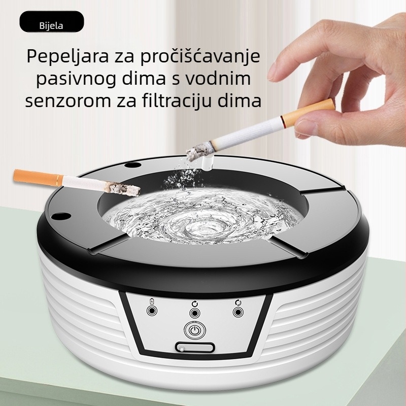 Pametan USB pepelnik – pročistač zraka za kućnu upotrebu — uklanja mirise i dim cigareta, 50 m³/h, USB napajanje, upravljanje gumbom, tih (<36 dB), pogodan za prostorije do 10 m²