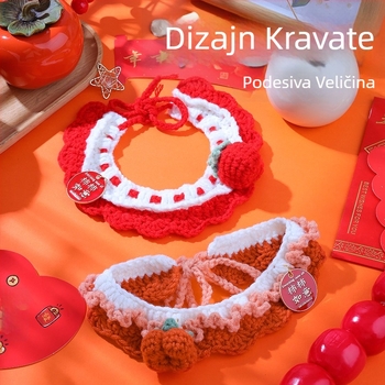 Mačiji kaiš-šal za kućne ljubimce – uzor cvijeća, vuneni materijal, univerzalna primjena, za sve sezone, ležerni stil