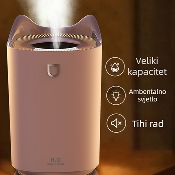 USB ovlaživač velike kapacitete za dom i spavaću sobu, ambijentalno svjetlo, ultrazvučni stolni pročistač zraka