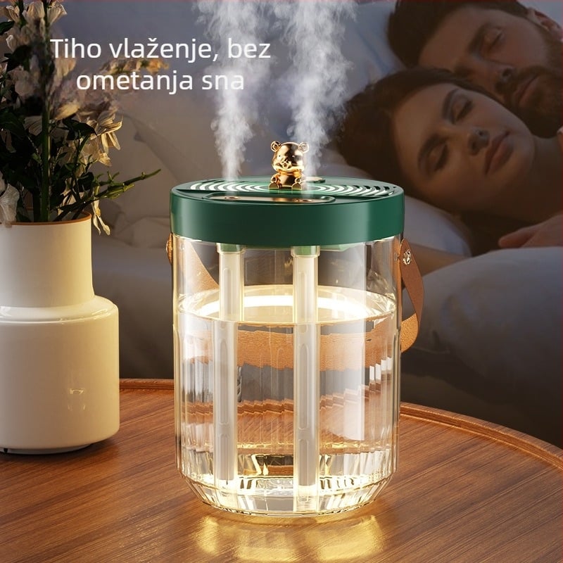 Kućni ovlaživač za spavaću sobu, tih, velik kapacitet, stolni ovlaživač zraka s pročišćivačem i aromaterapijom za majku i dijete