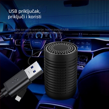 Pročišćivač zraka za automobil s negativnim ionima, HEPA i aktivnim ugljem, USB napajanje, tih rad ispod 36 dB