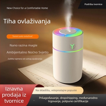 USB ultrazvučni ovlaživač za automobil – kompaktni pročišćivač zraka i aromaterapija (0,5 L spremnik; 1 izlaz magle; tajmer 2–8 sati; 2 W; USB napajanje)