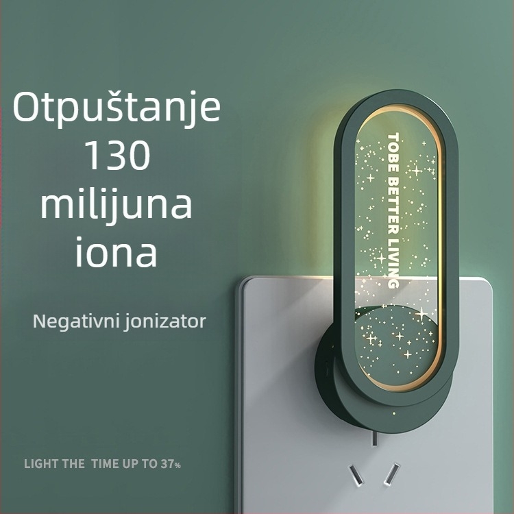 Čistač zraka s negativnim ionima za dom — uklanja mirise i formaldehid; tih rad ≤36 dB; zidni montaža, napajanje iz utičnice; pokrivenost 11–20 m²