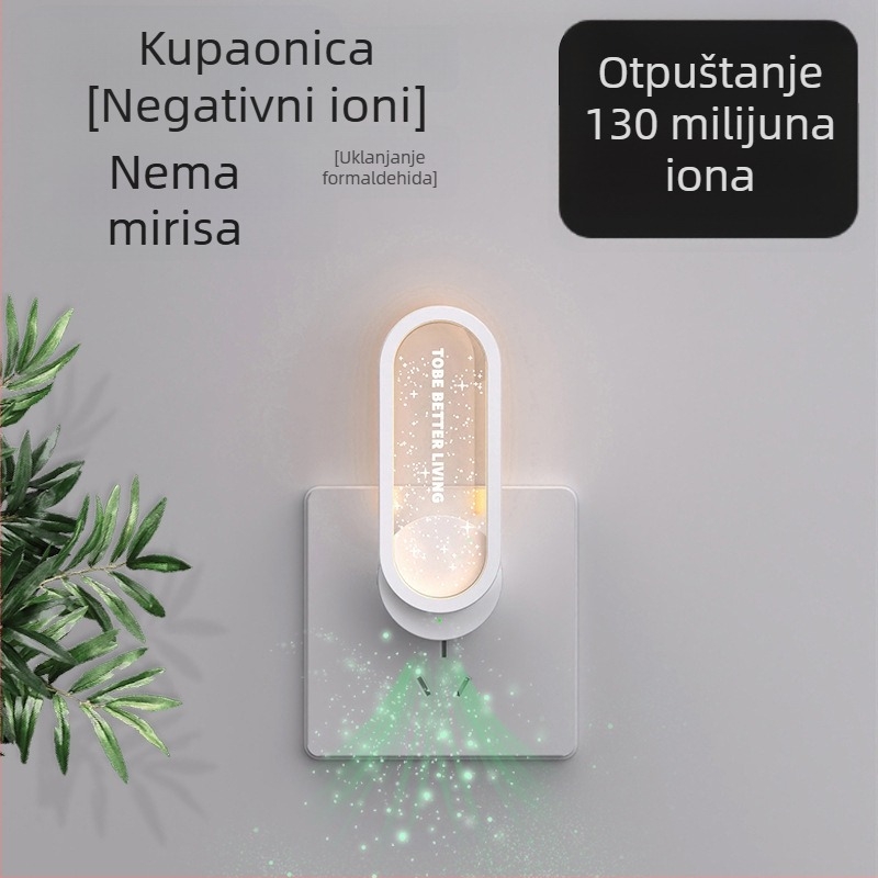 Čistač zraka s negativnim ionima za dom — uklanja mirise i formaldehid; tih rad ≤36 dB; zidni montaža, napajanje iz utičnice; pokrivenost 11–20 m²