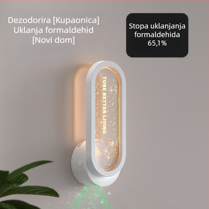 Čistač zraka s negativnim ionima za dom — uklanja mirise i formaldehid; tih rad ≤36 dB; zidni montaža, napajanje iz utičnice; pokrivenost 11–20 m²
