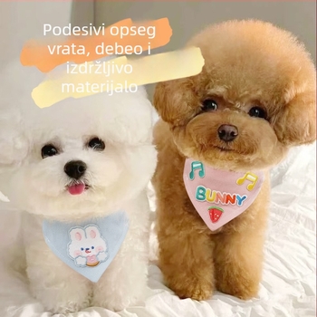 Pasji trokutasti šal s izvezenim cartoon motivom, poliester, univerzalno za pse, četiri sezone