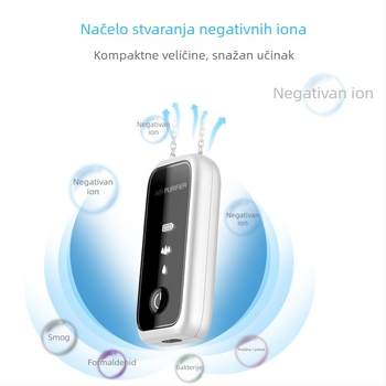 Prijenosni čistač zraka s negativnim ionima za nošenje oko vrata, USB napajanje, protok zraka 50 m³/h, buka ≤36 dB, pogodan za prostorije do 10 m²