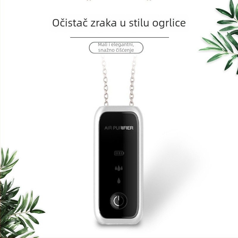 Prijenosni čistač zraka s negativnim ionima za nošenje oko vrata, USB napajanje, protok zraka 50 m³/h, buka ≤36 dB, pogodan za prostorije do 10 m²