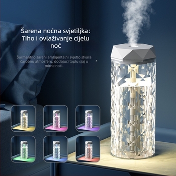 Kristalni USB ovlaživač, stolna noćna svjetiljka, aromaterapija, mali pročišćivač zraka