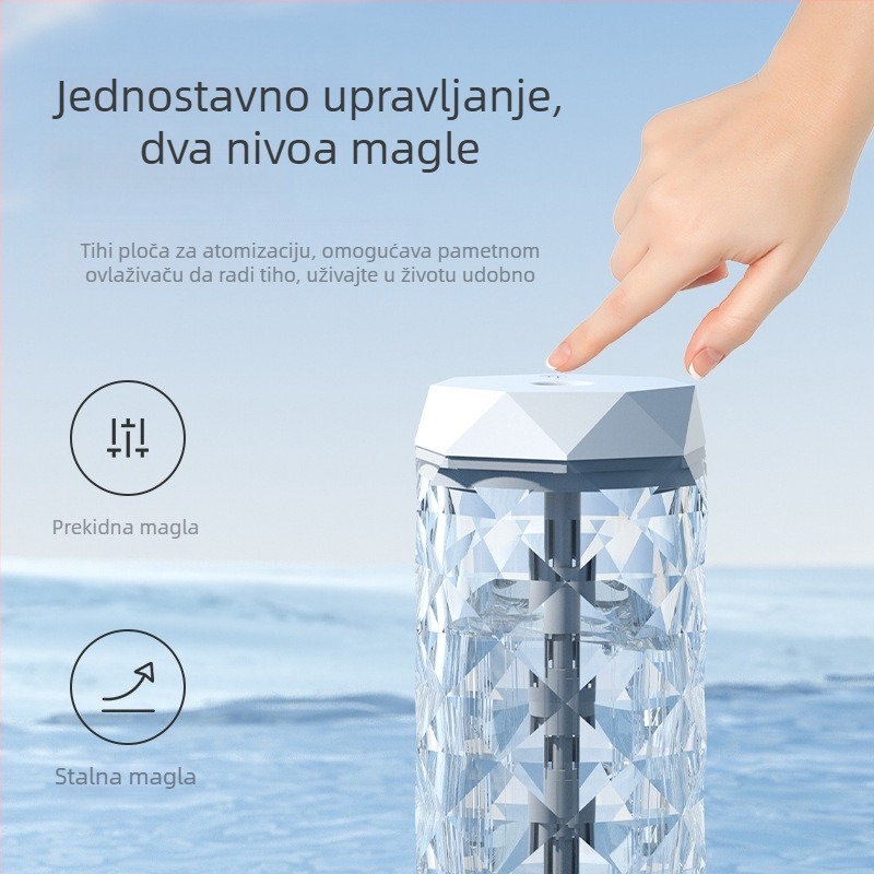Kristalni USB ovlaživač, stolna noćna svjetiljka, aromaterapija, mali pročišćivač zraka