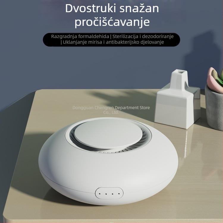 Stolni mini čistač zraka — dezinfekcija, sterilizacija, deodoracija, uklanjanje formaldehida; tiho rada ≤36 dB, USB napajanje, pokrivenost 11–20 m²