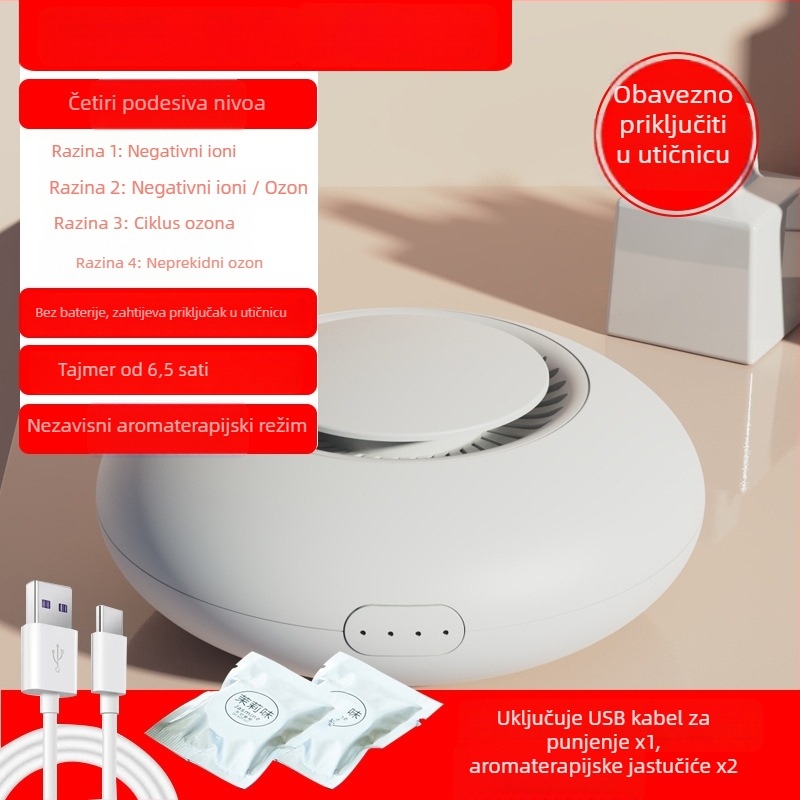 Stolni mini čistač zraka — dezinfekcija, sterilizacija, deodoracija, uklanjanje formaldehida; tiho rada ≤36 dB, USB napajanje, pokrivenost 11–20 m²
