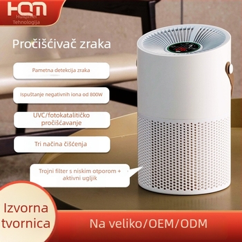 Unutarnji pročišćivač zraka s uklanjanjem formaldehida, negativni ioni, protok zraka 50 m³/h, buka < 36 dB, pogodan za 11–20 m²