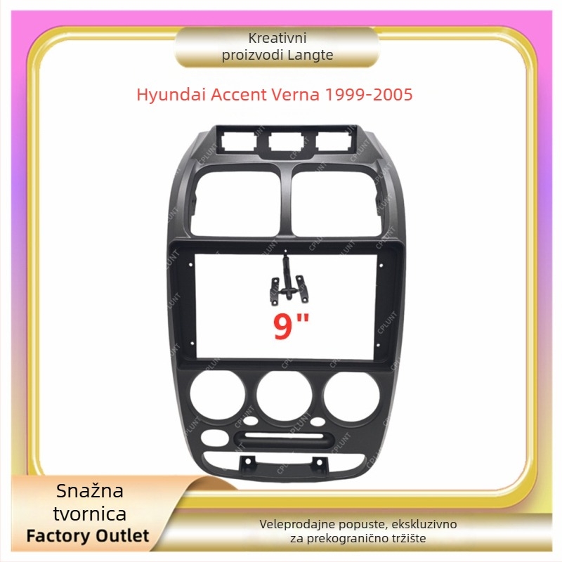 Hyundai Verna 99-05 središnji navigacijski okvir s Android audio i DVD pločom, 9-inčni LCD, PC/ABS (9-inčni LCD; PC/ABS; Hyundai Verna; Android Audio; DVD Panel)