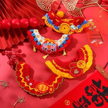 Ručni pleteni šal za kućne ljubimce (mačke i psi) – Cartoon uzorak, vuneni materijal, univerzalna uporaba, proljetna festival dekoracija