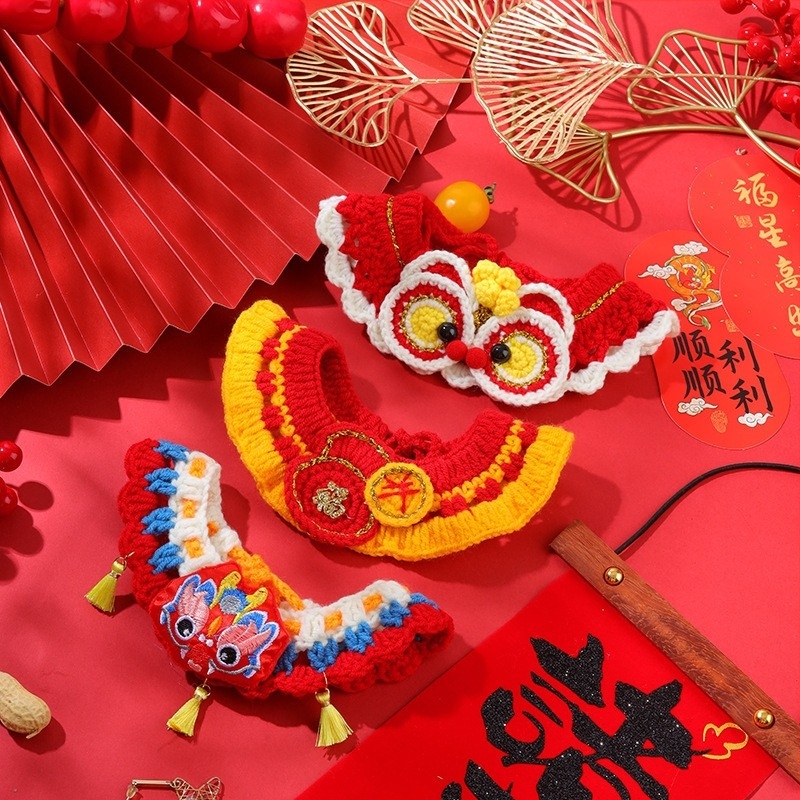 Ručni pleteni šal za kućne ljubimce (mačke i psi) – Cartoon uzorak, vuneni materijal, univerzalna uporaba, proljetna festival dekoracija