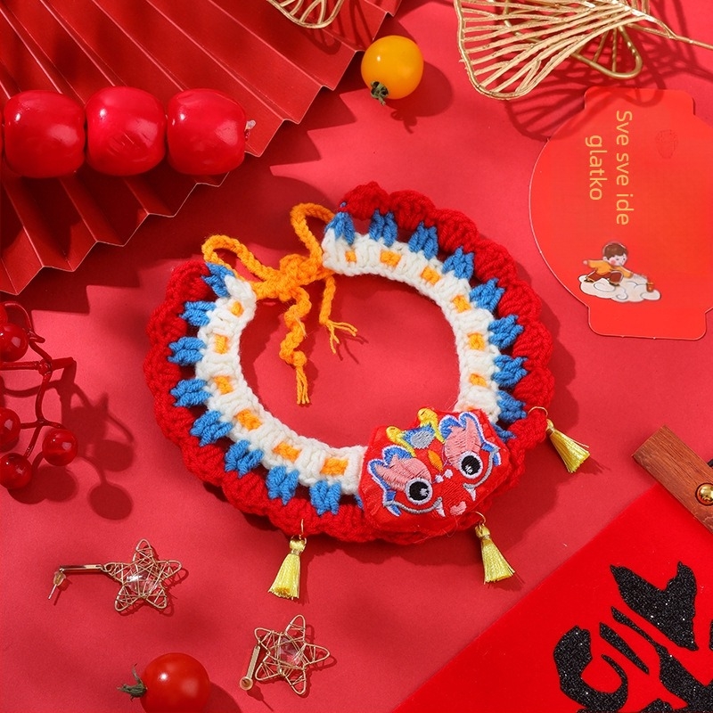 Ručni pleteni šal za kućne ljubimce (mačke i psi) – Cartoon uzorak, vuneni materijal, univerzalna uporaba, proljetna festival dekoracija