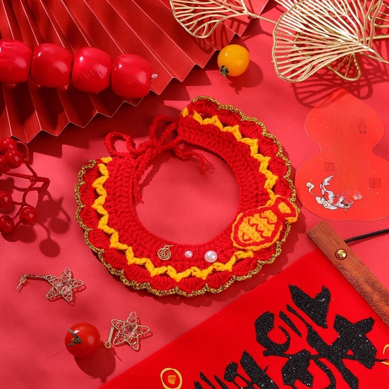 Ručni pleteni šal za kućne ljubimce (mačke i psi) – Cartoon uzorak, vuneni materijal, univerzalna uporaba, proljetna festival dekoracija