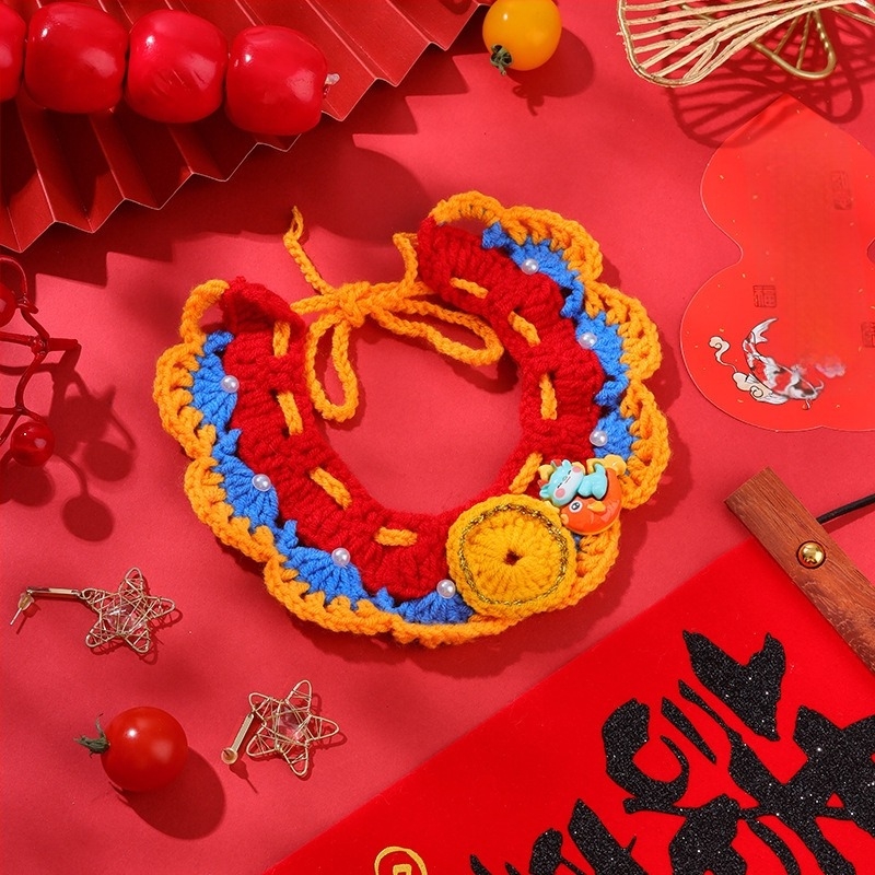 Ručni pleteni šal za kućne ljubimce (mačke i psi) – Cartoon uzorak, vuneni materijal, univerzalna uporaba, proljetna festival dekoracija