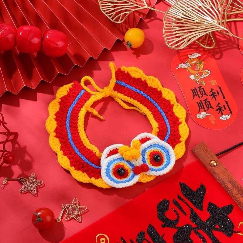 Ručni pleteni šal za kućne ljubimce (mačke i psi) – Cartoon uzorak, vuneni materijal, univerzalna uporaba, proljetna festival dekoracija