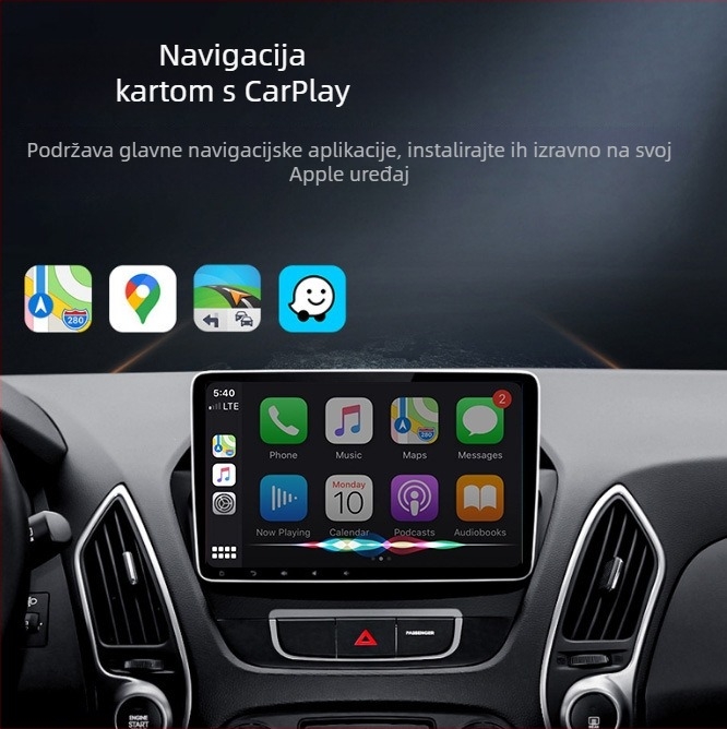 Bežična kutija CarPlay s Android Auto, 2-u-1 za prikaz u vozilu; plastično kućište, zaslon, dodirni zaslon, matična ploča — 1-godišnje jamstvo.