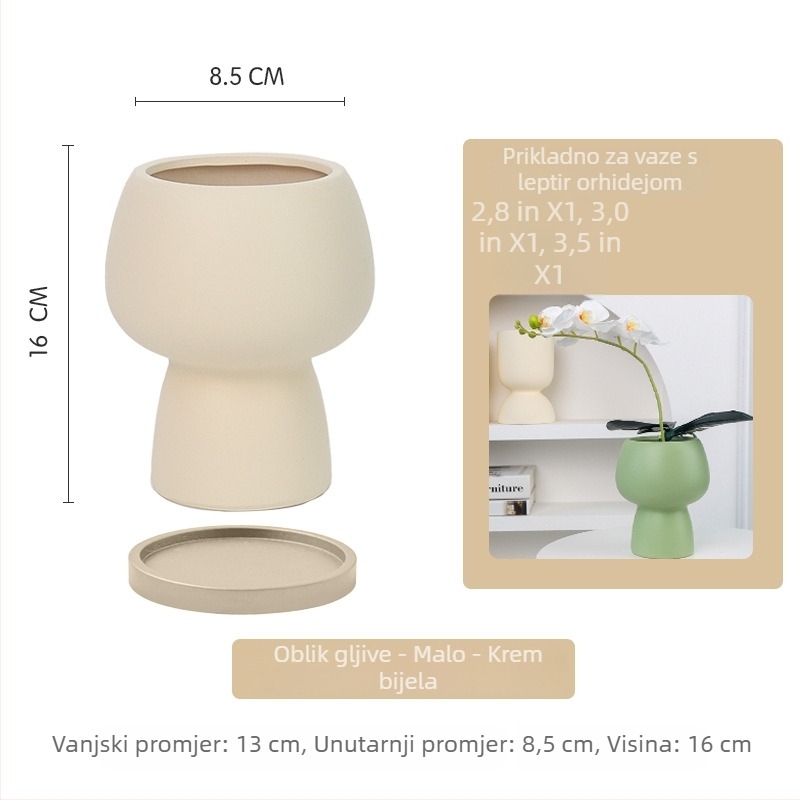 Keramički lonac za orhideje Phalaenopsis, ručna izrada, prozračan, jednostavan i svestran stil, za stolnu uporabu