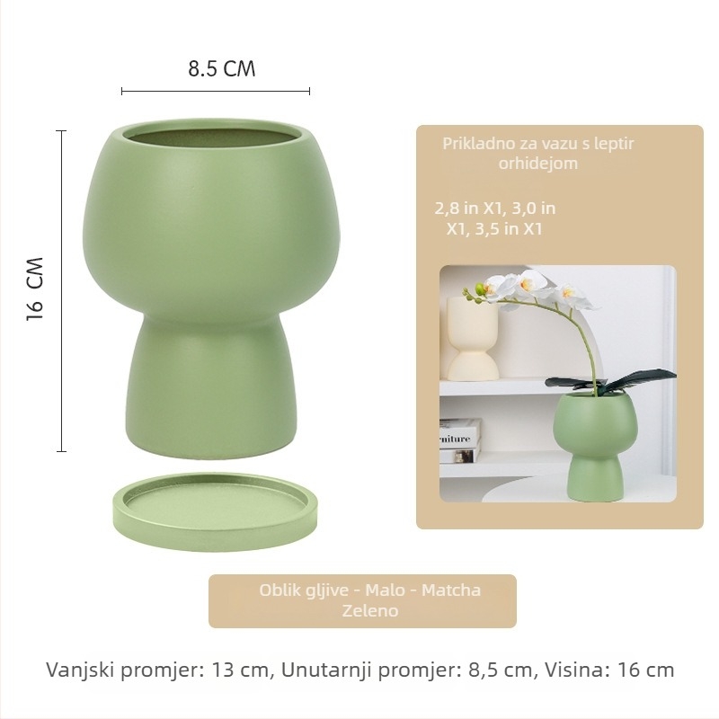 Keramički lonac za orhideje Phalaenopsis, ručna izrada, prozračan, jednostavan i svestran stil, za stolnu uporabu