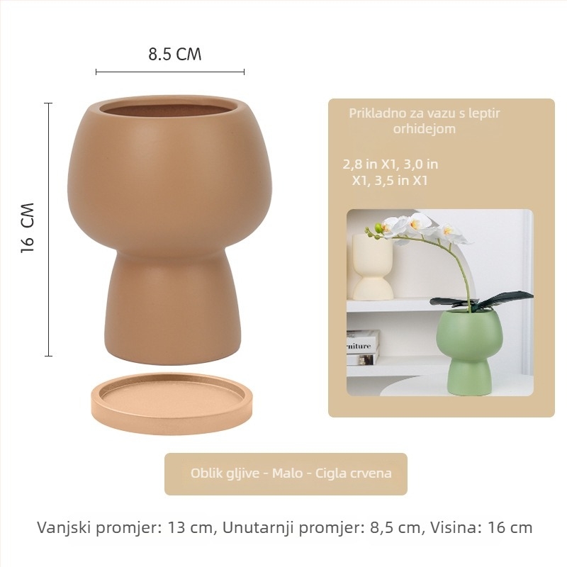 Keramički lonac za orhideje Phalaenopsis, ručna izrada, prozračan, jednostavan i svestran stil, za stolnu uporabu