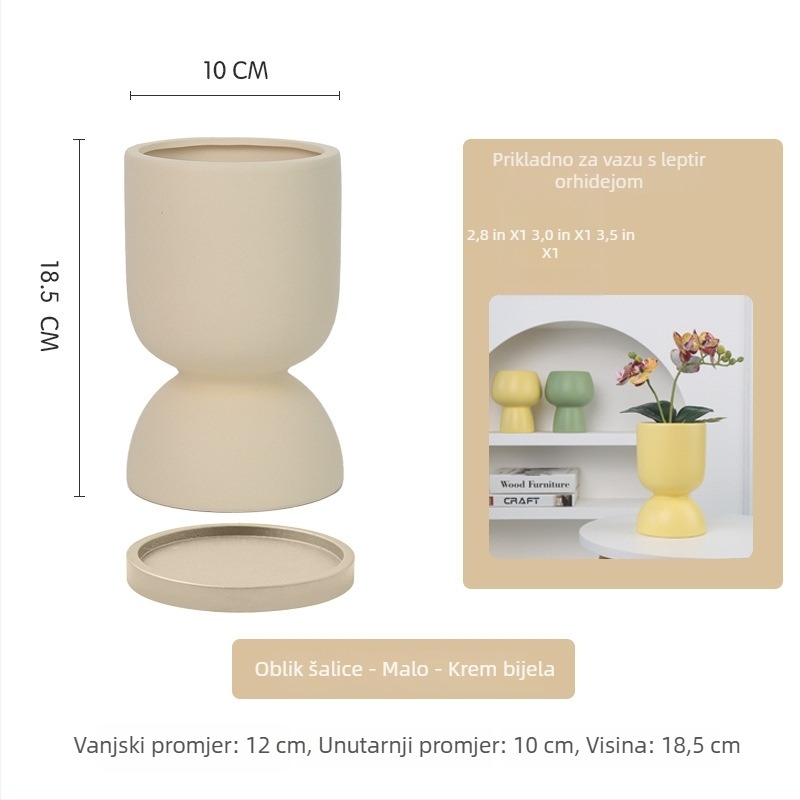 Keramički lonac za orhideje Phalaenopsis, ručna izrada, prozračan, jednostavan i svestran stil, za stolnu uporabu