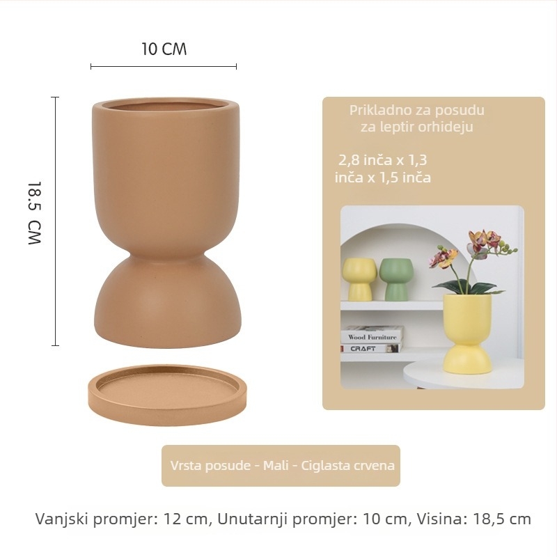 Keramički lonac za orhideje Phalaenopsis, ručna izrada, prozračan, jednostavan i svestran stil, za stolnu uporabu