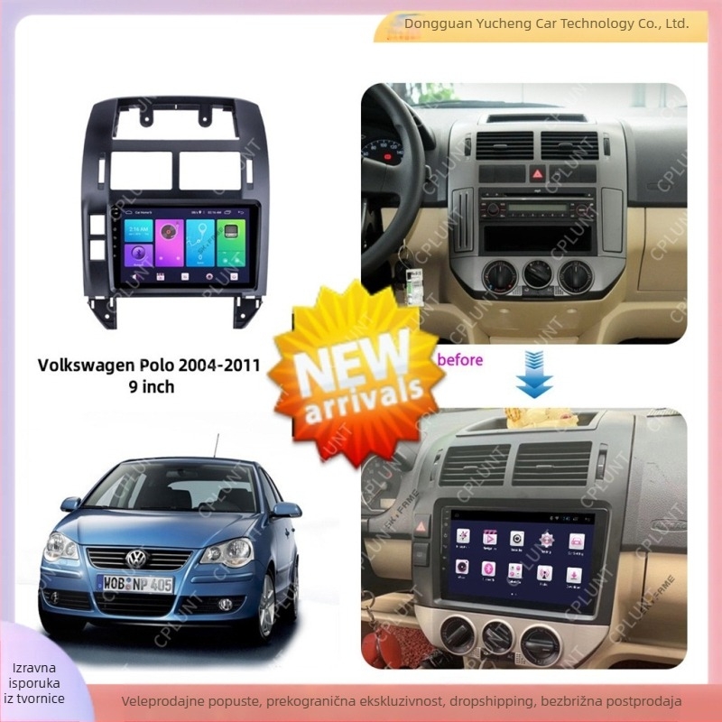 Android okvir za navigacijski sustav na VW Polo radio ploču - ABS+PC, kompatibilan s VW Polo 2004–2011, težina 1 kg