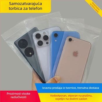 Vodootporna prozirna vrećica za telefon sa zatvaračem, jednokratna plastična zaštita od prašine, kompatibilna s dodirnim zaslonom, za dostavu