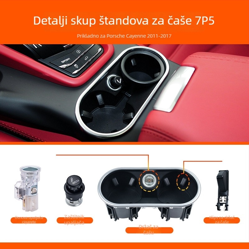 Skup držača čaše u središnjoj konzoli za Porsche Cayenne, 11-17 | ABS, modeli 7P5/92A/958, Brand: Good Tool Design