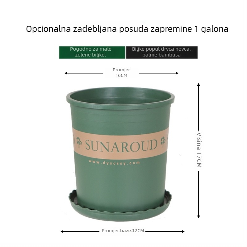 Plastični galonski lonac s debelim dnom, visok dizajn za zelene biljke, kreativan dizajn za Pothos, ruže i sukulente, kontrola korijena