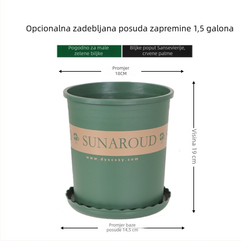 Plastični galonski lonac s debelim dnom, visok dizajn za zelene biljke, kreativan dizajn za Pothos, ruže i sukulente, kontrola korijena