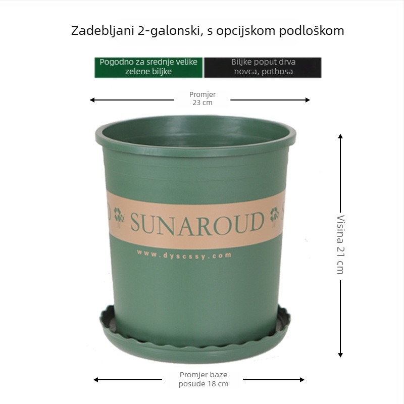 Plastični galonski lonac s debelim dnom, visok dizajn za zelene biljke, kreativan dizajn za Pothos, ruže i sukulente, kontrola korijena