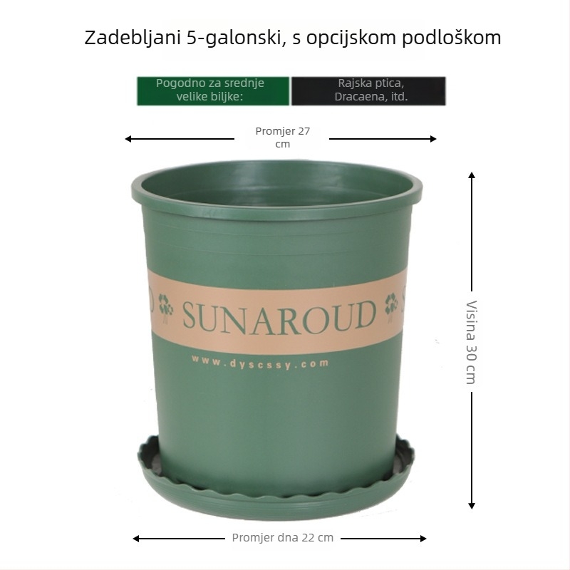 Plastični galonski lonac s debelim dnom, visok dizajn za zelene biljke, kreativan dizajn za Pothos, ruže i sukulente, kontrola korijena