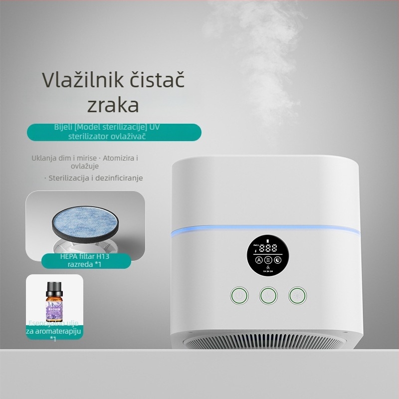 Stolni jedinstveni pročišćivač zraka i ovlaživač – sterilizacija, uklanjanje čestica, ovlaživanje; 35 m³/h, kontrola putem aplikacije, pokrivenost 11–20 m²