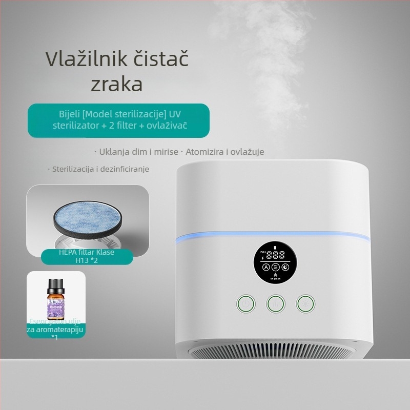 Stolni jedinstveni pročišćivač zraka i ovlaživač – sterilizacija, uklanjanje čestica, ovlaživanje; 35 m³/h, kontrola putem aplikacije, pokrivenost 11–20 m²