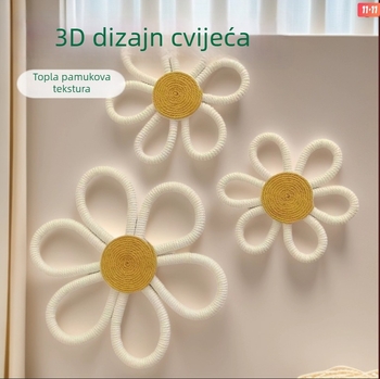 Ručni pamučni zidni goblen s boemskom margaretom i dugačkim privezakom