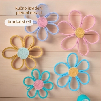 Ručni pamučni zidni goblen s boemskom margaretom i dugačkim privezakom