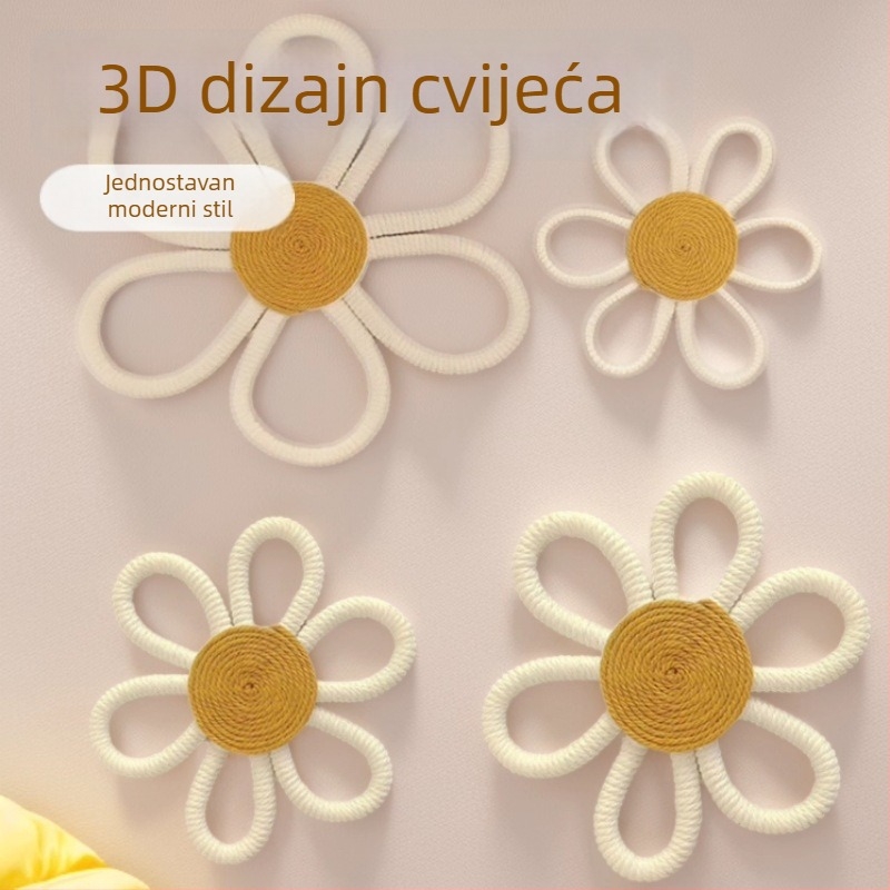 Ručni pamučni zidni goblen s boemskom margaretom i dugačkim privezakom