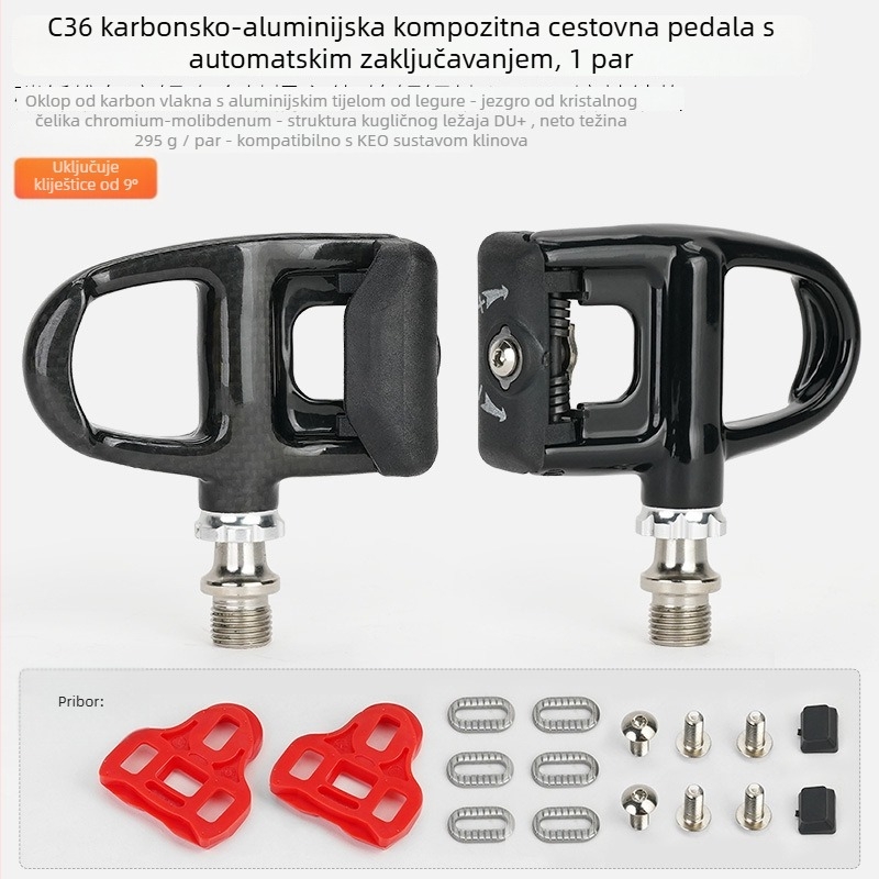 Pedal s automatskim zaključavanjem za bicikl, model C36, materijali: karbonska vlakna, aluminijska legura, molibden čelik, marka JSHOU BIKE