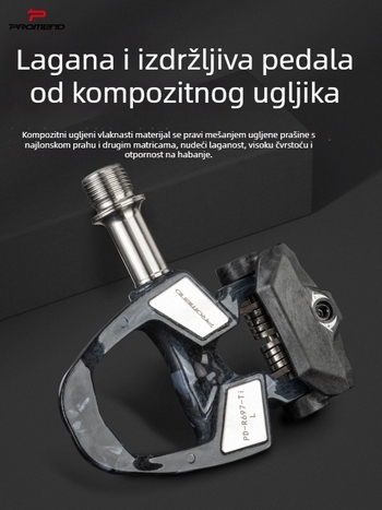 PROMEND Pd-r697p-ti SPD pedale s automatskim zaključavanjem, karbonsko tijelo + titanov osovinski, 186 g, trostruki ležaj, za cestovne i utrke bicikle